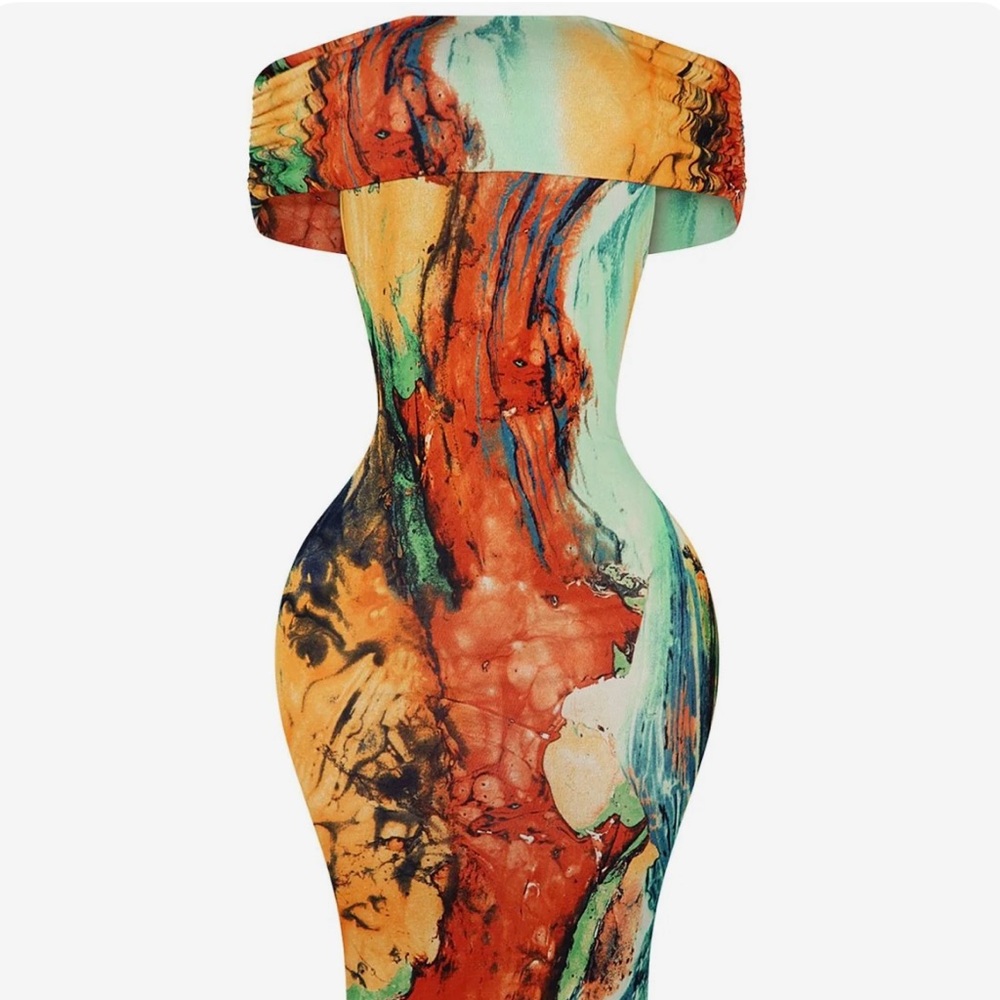 Abstract Multicolor Bodycon Dress
